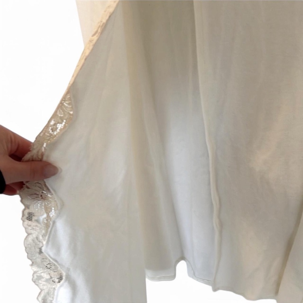 Vintage Ivory Lace Trim Wrap Robe M L - Picture 5 of 7